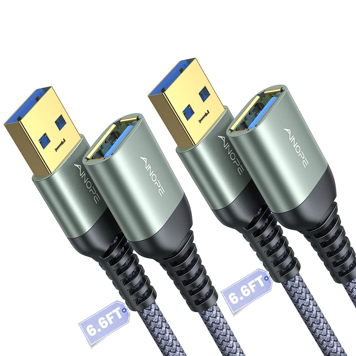AINOPE 2 Pack USB Extensions Cable High Speed USB 3.0 Extension Cord Type a Male