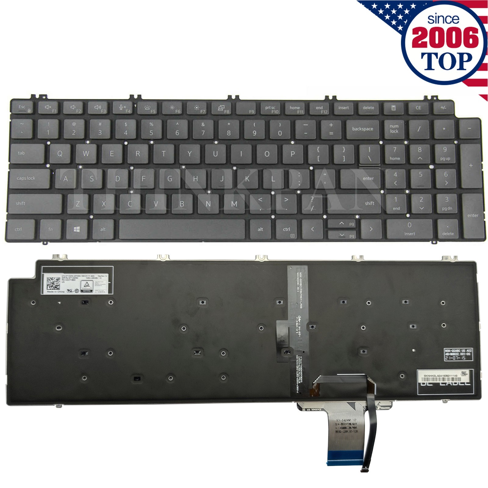 Genuine US Keyboard with Backlit for Dell Precision 7550 7560 7750 7760 0713DM