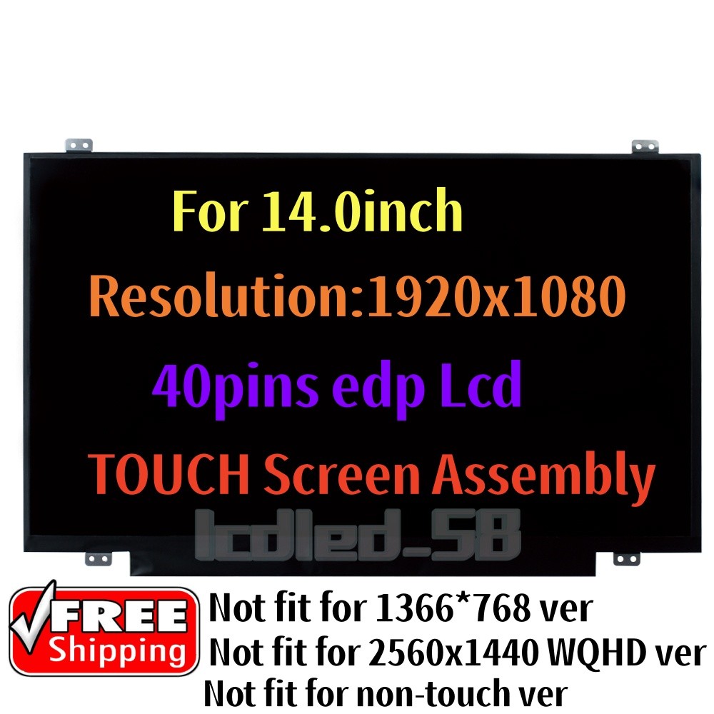For Lenovo ThinkPad L490 R140NWF5 R6 HW2.2 01YU641 SD10R13086 LCD Touch Screen