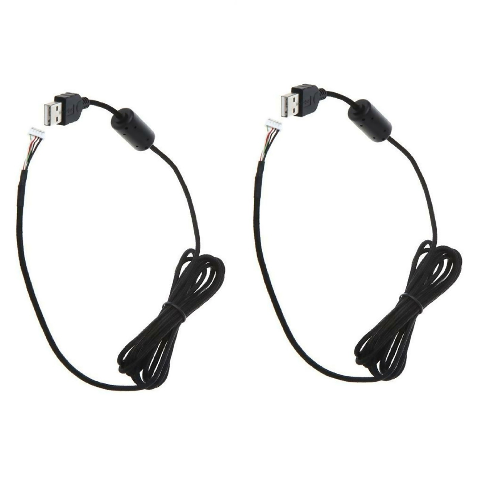2Pcs Black 2.2m Mouse Mice USB Braided Cable Line Wire For Logitech G500 G500S.