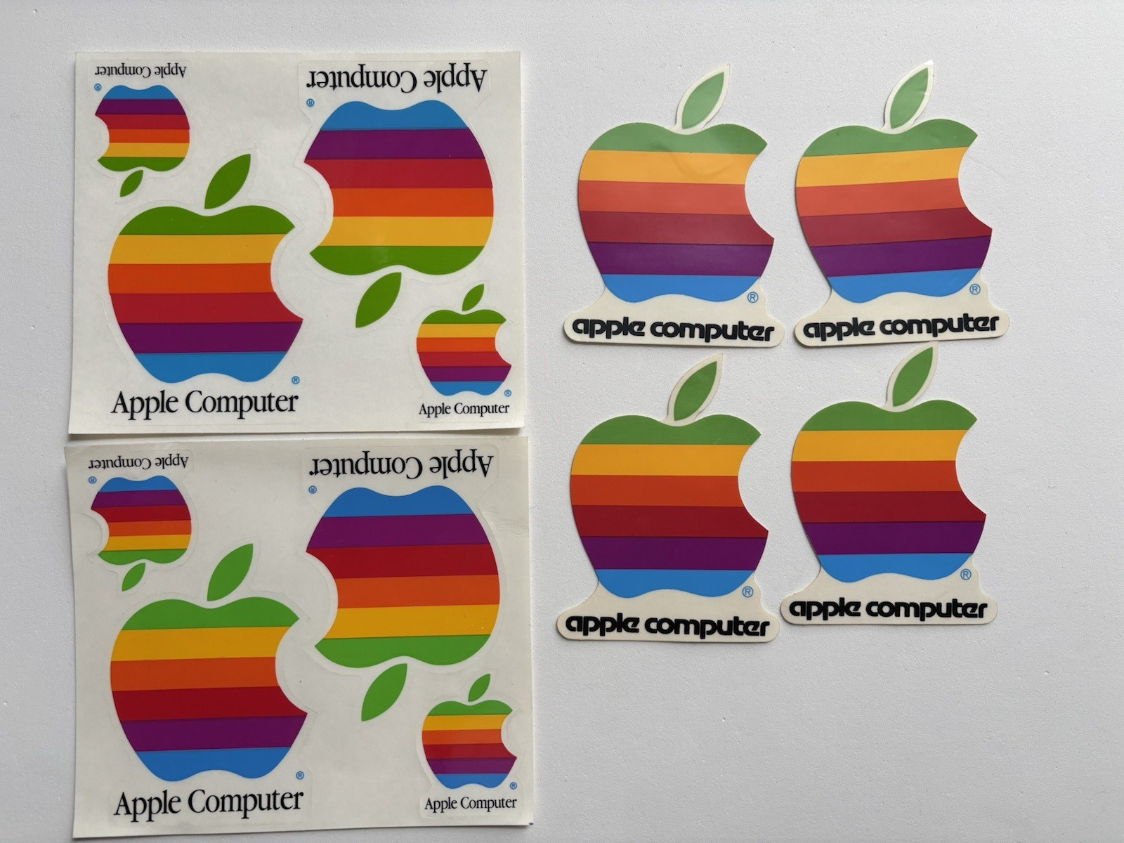 Vintage 1980's Apple Computer Logo Stickers Set of 6 Original Decals