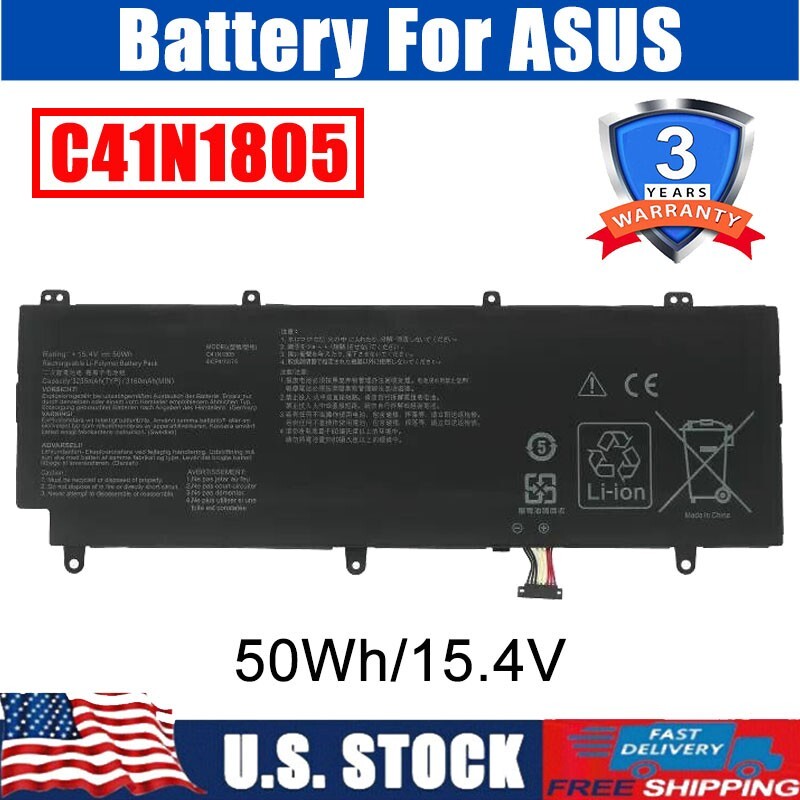 C41N1805 Battery For Asus ROG Zephyrus S GX531GS GX531GM GX531GX C41PKC5 50W US
