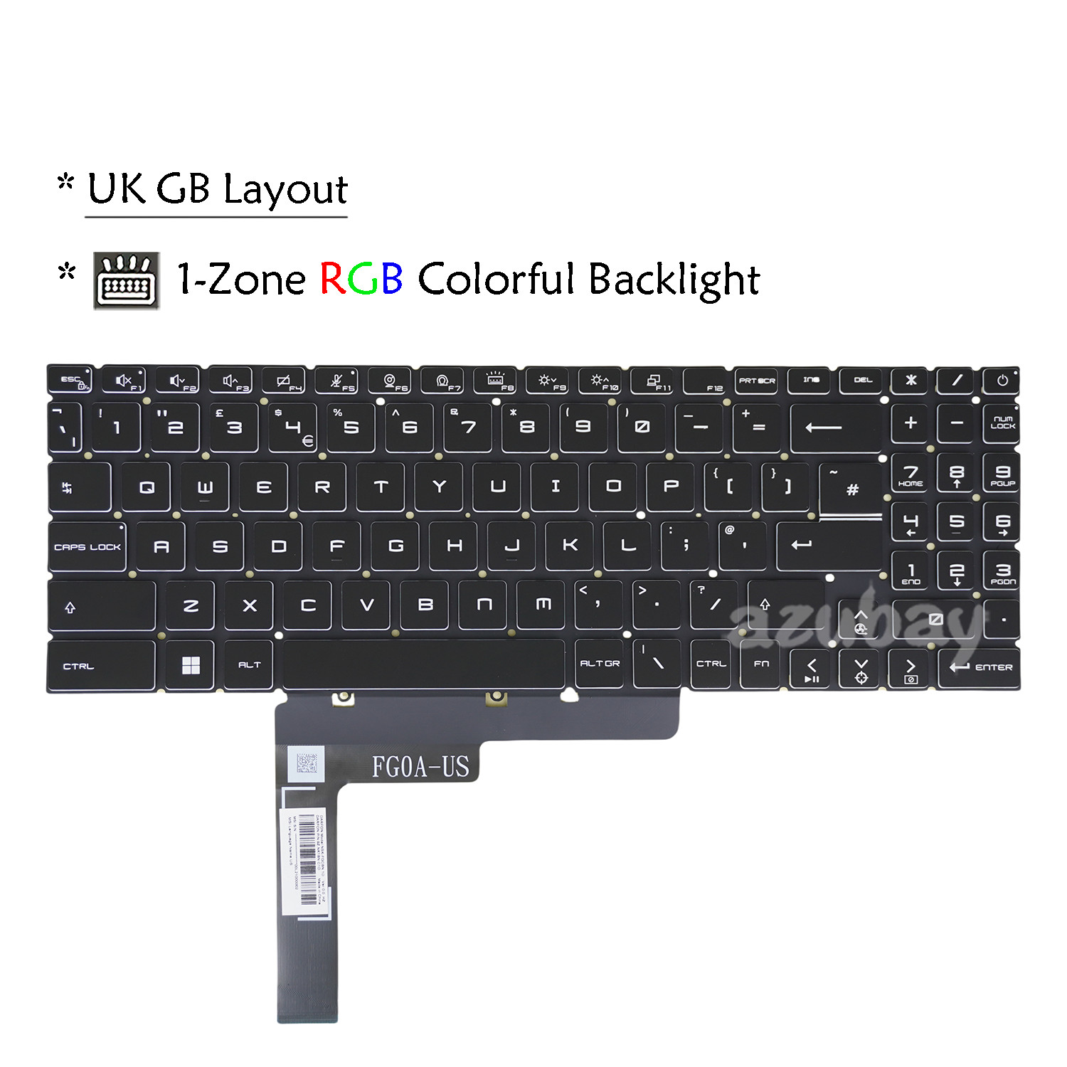UK / Nordic Keyboard for MSI Alpha 15 B5EEK, Alpha 17 B5EEK Laptop, RGB Backlit