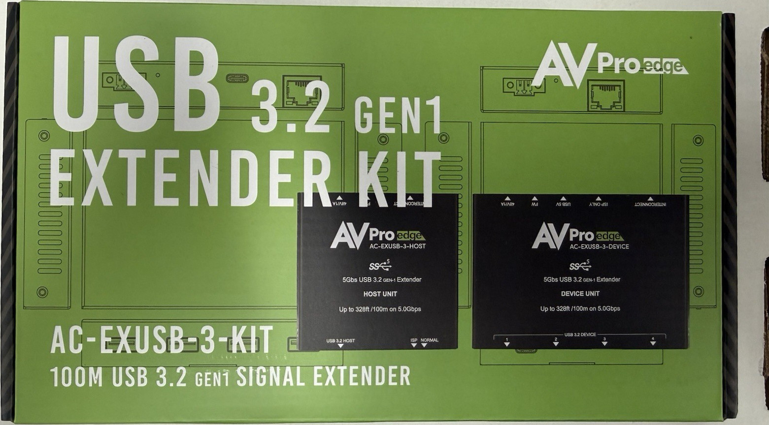 AVPro edge AC-EXUSB-3-KIT USB 3.2 Extender Kit 100m Signal Extender Black