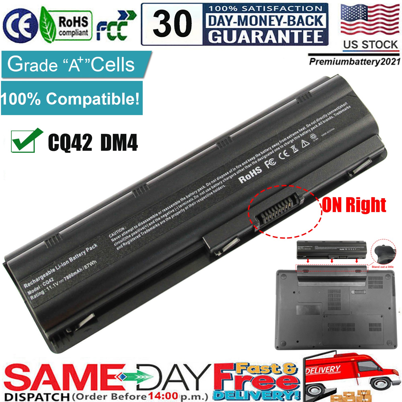 9 Cell Battery for HP Compaq Presario CQ42 CQ57 CQ72 CQ56 MU06 MU09 DM4 G62 new
