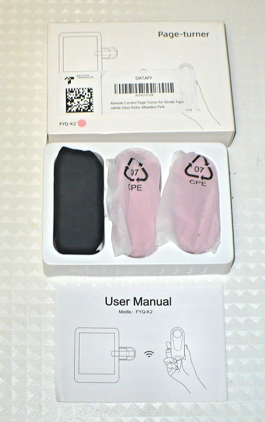 Datafy FYQ-K2 Remote Control Page Turner for Kindle in Pink