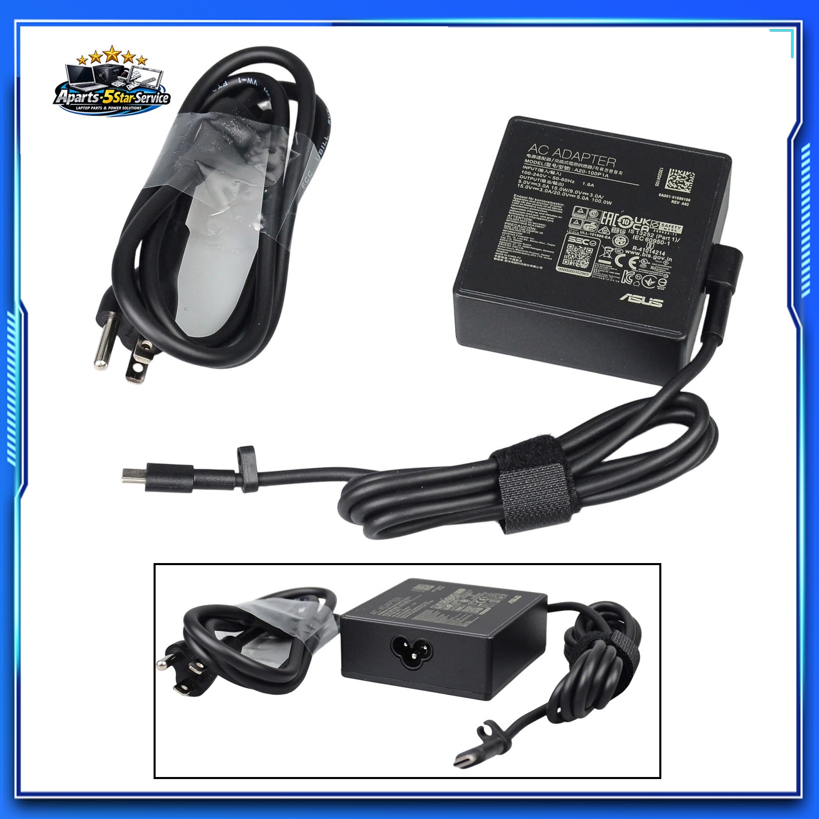 For ASUS ROG Flow X13 Z13 100W USB-C Adapter Charger A20-100P1A A21-100P1A PC