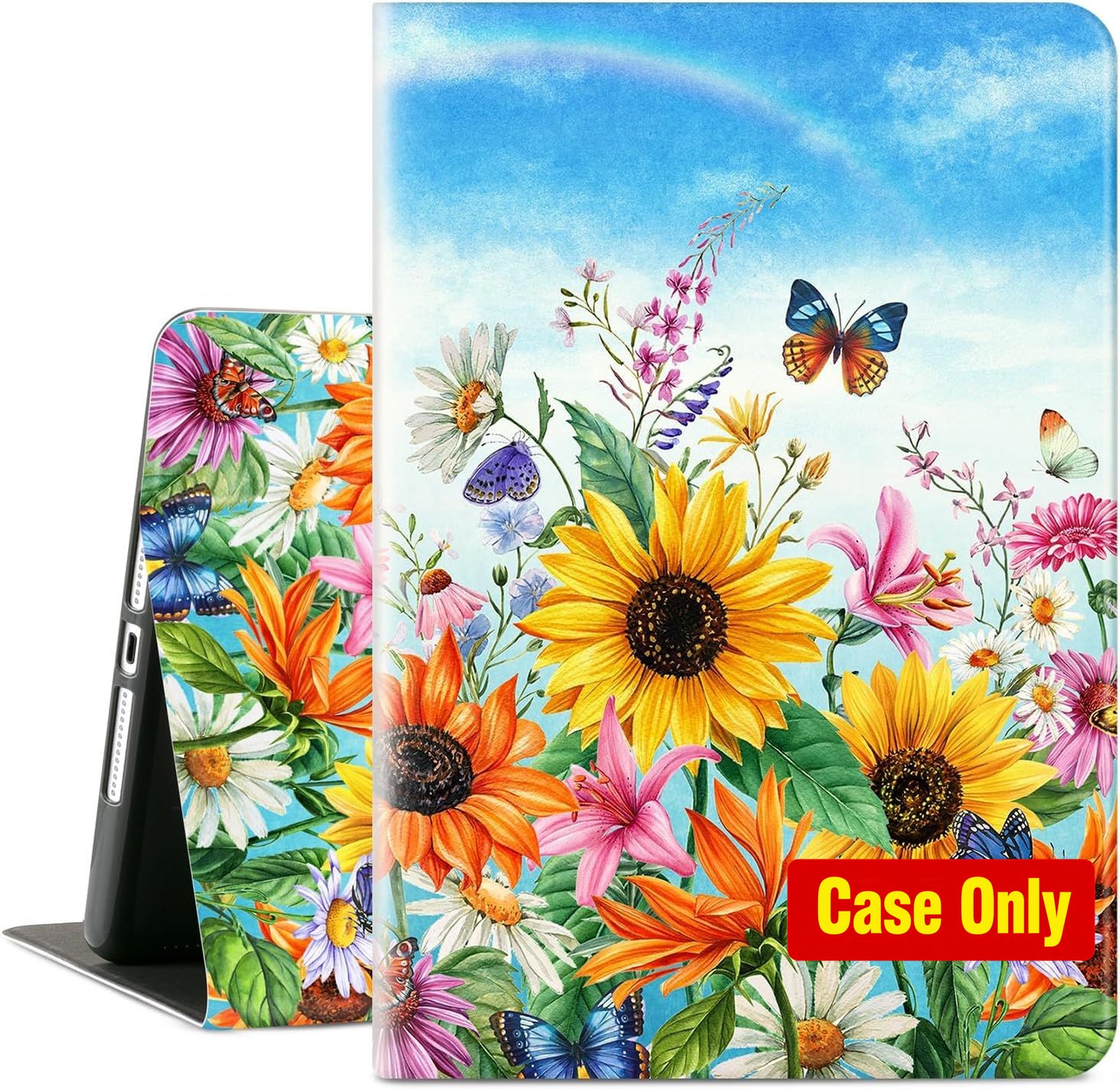 Case for iPad 9th/8th/7th Generation - Sunflowers Butterfly Design