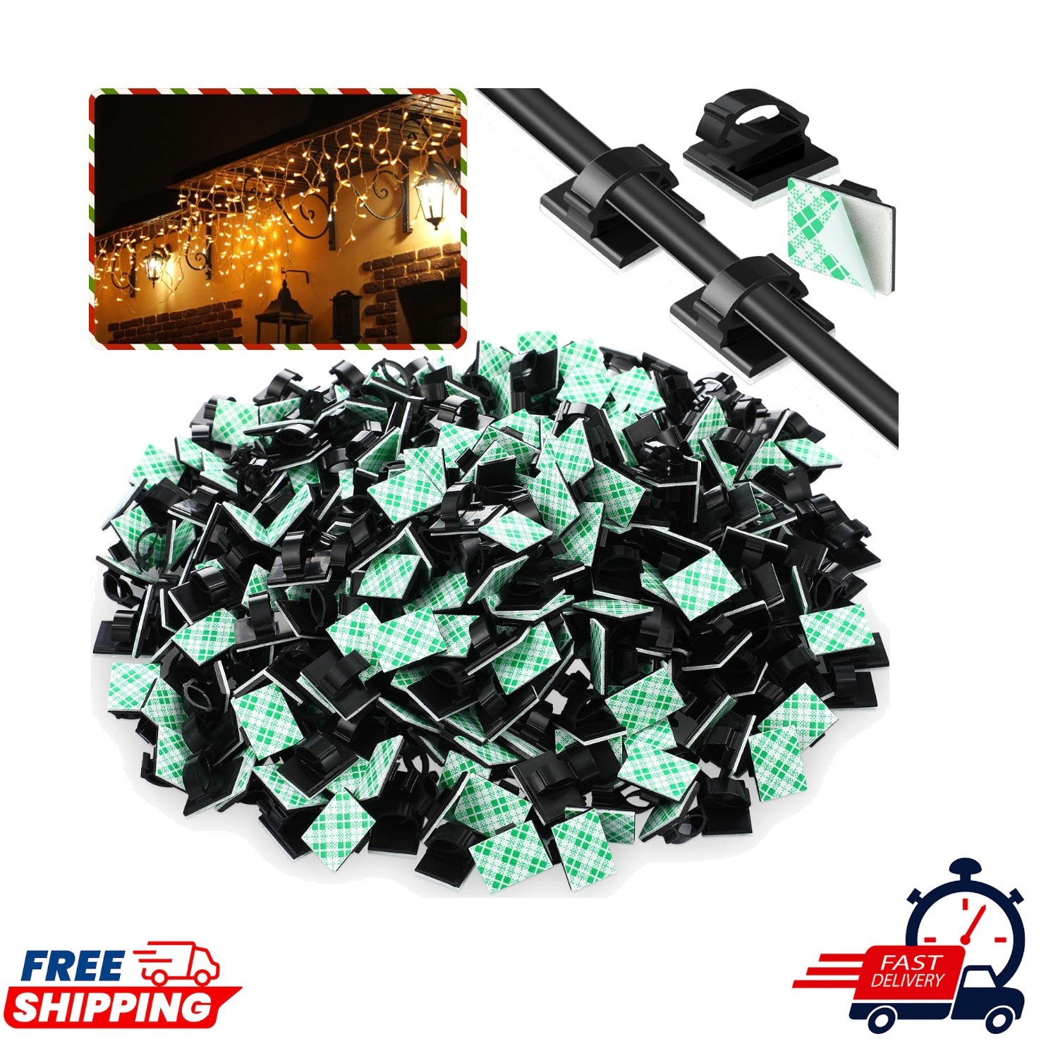 Durable 3/4” Adhesive Cable Clips: 100-Pack for Quick and Easy Cable Management