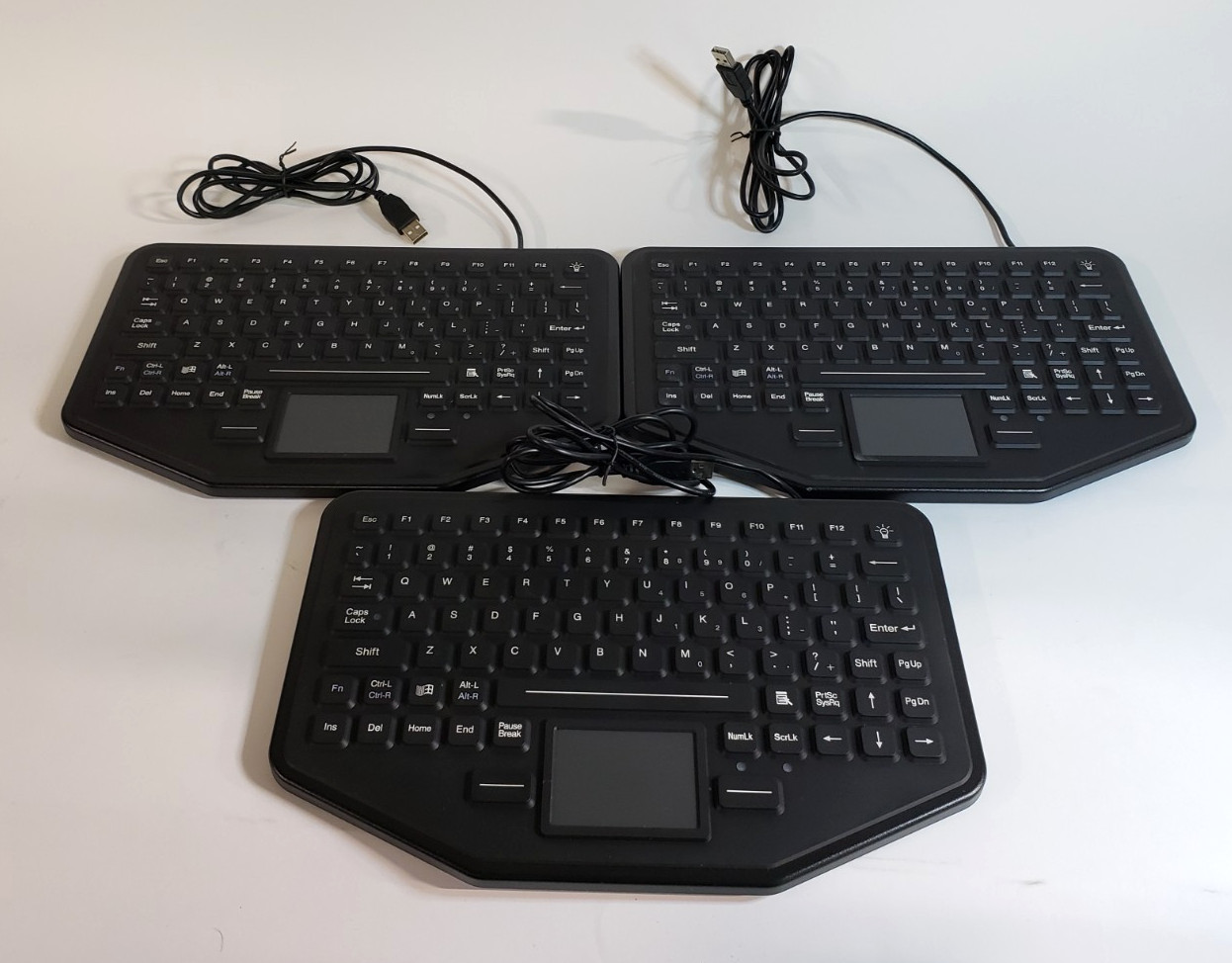 Lot of 3 iKey SkinnyBoard SB-87-TP-USB Backlit Keyboards w/ Touchpads