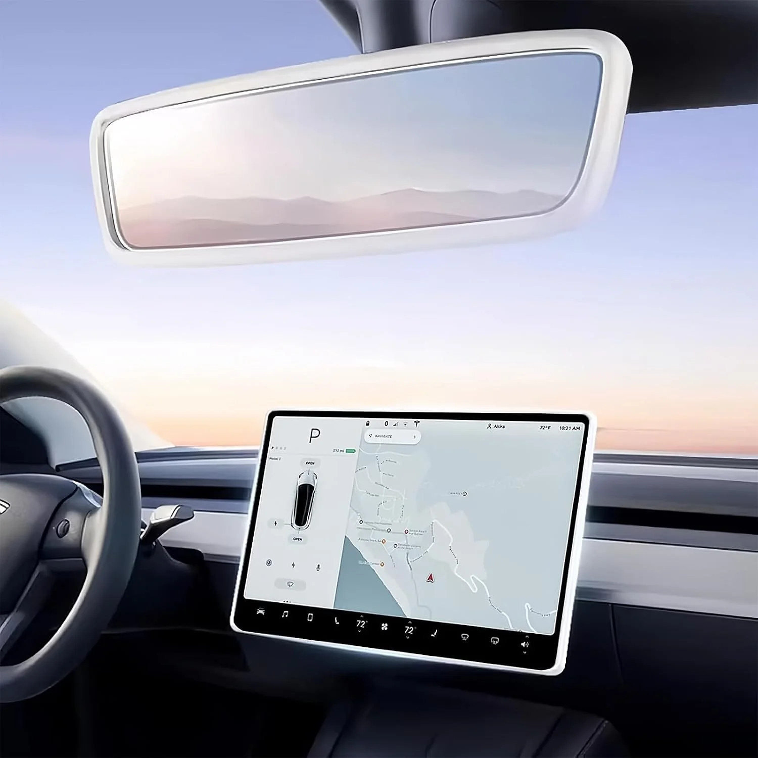 2PCS Protector Trim Frame Compatible with Tesla Model 3 Y 2020-2024 2026 Screen