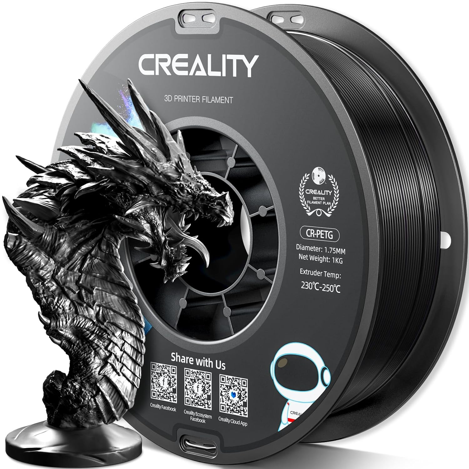 Official Creality PETG 3D Printer Filament 1.75Mm 1KG (2.2Lbs), High Precision,