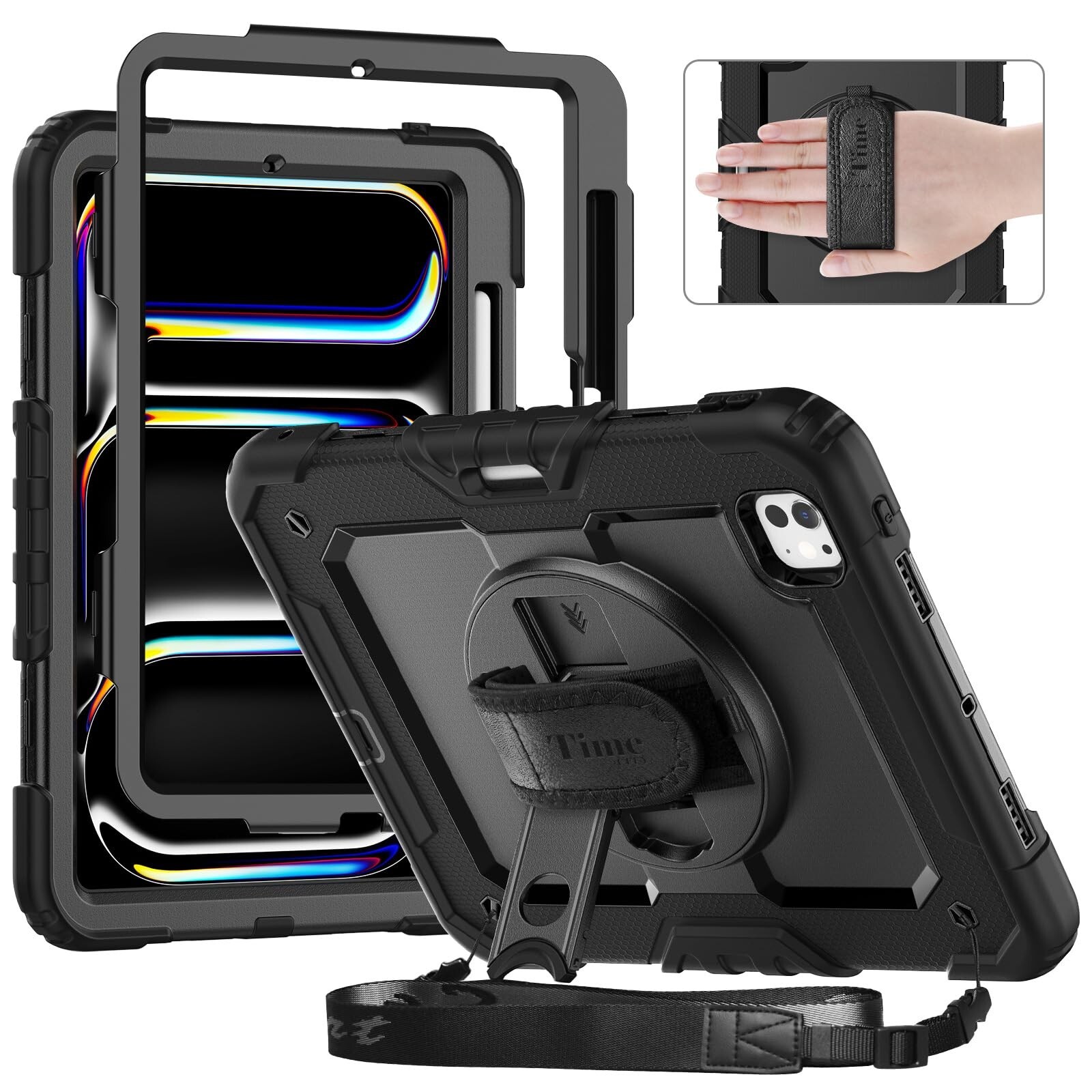 timecity for iPad Pro 11 Inch M4 Case 2024 5th Gen, 360° Rotating Stand, Pe