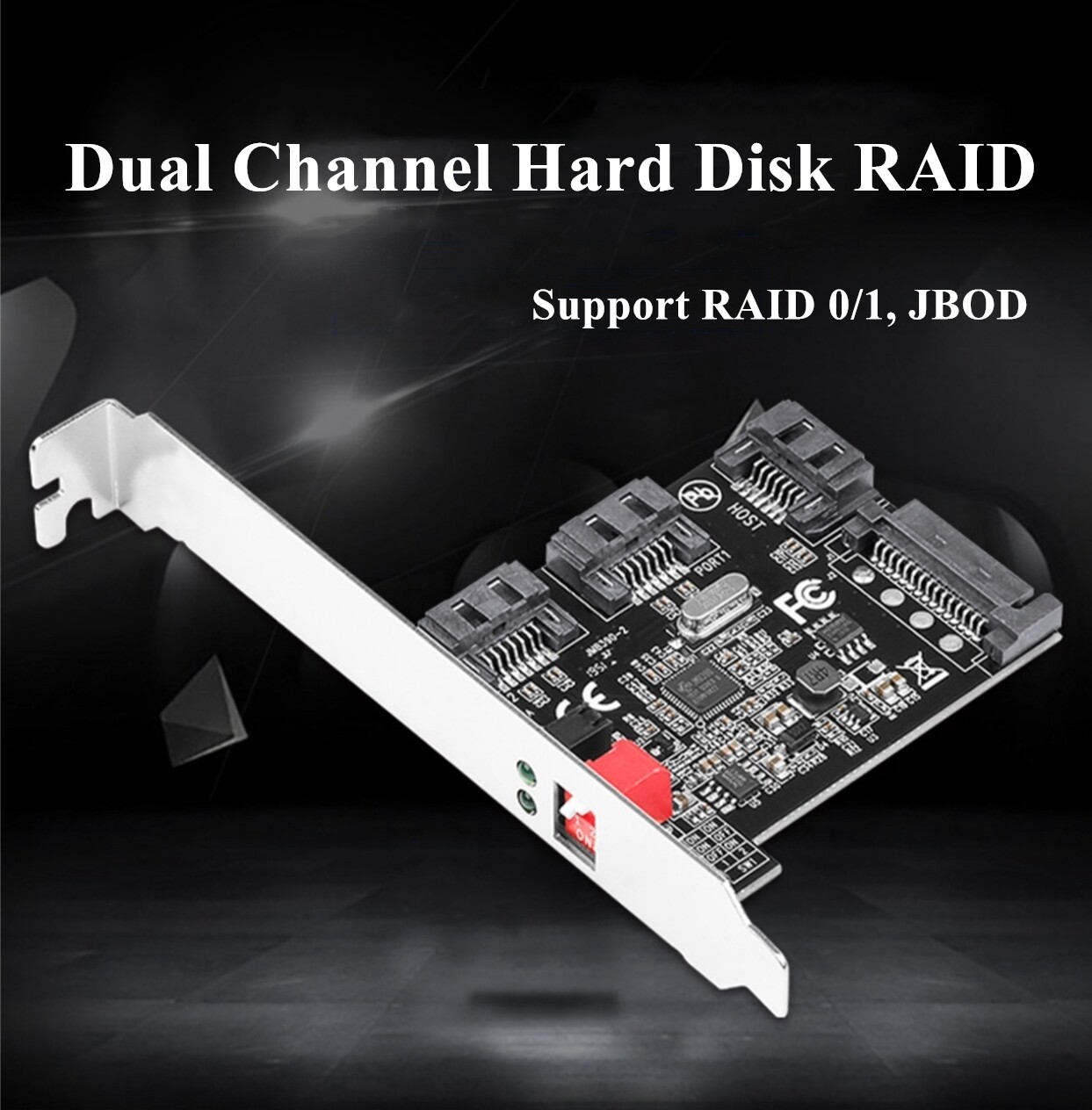 2 Ports SATA 2.0 HDD Hard Disk HW RAID Accelerator Card Support RAID 0/1/JBOD