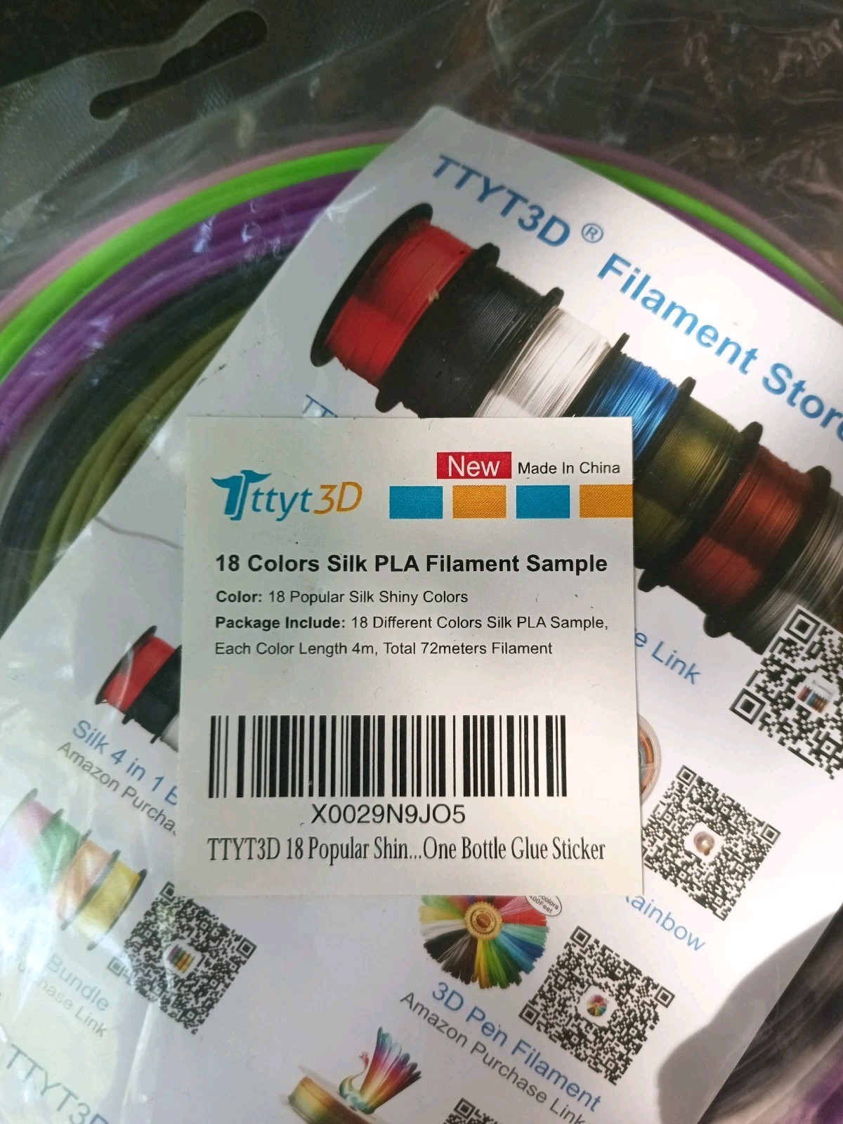 18 Color Silk PLA Filament Sample