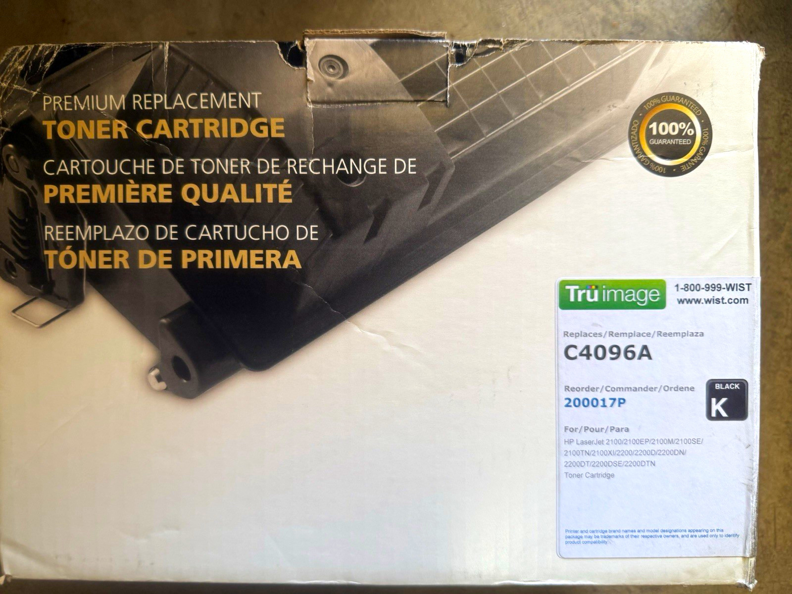 Tru image C4096A Black Compatible Laser Toner Cartridge for HP LaserJet 2100