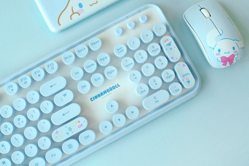 Cinnamoroll Hello Kitty Wireless Keyboard Mouse Set Purple Cute Computer Combo