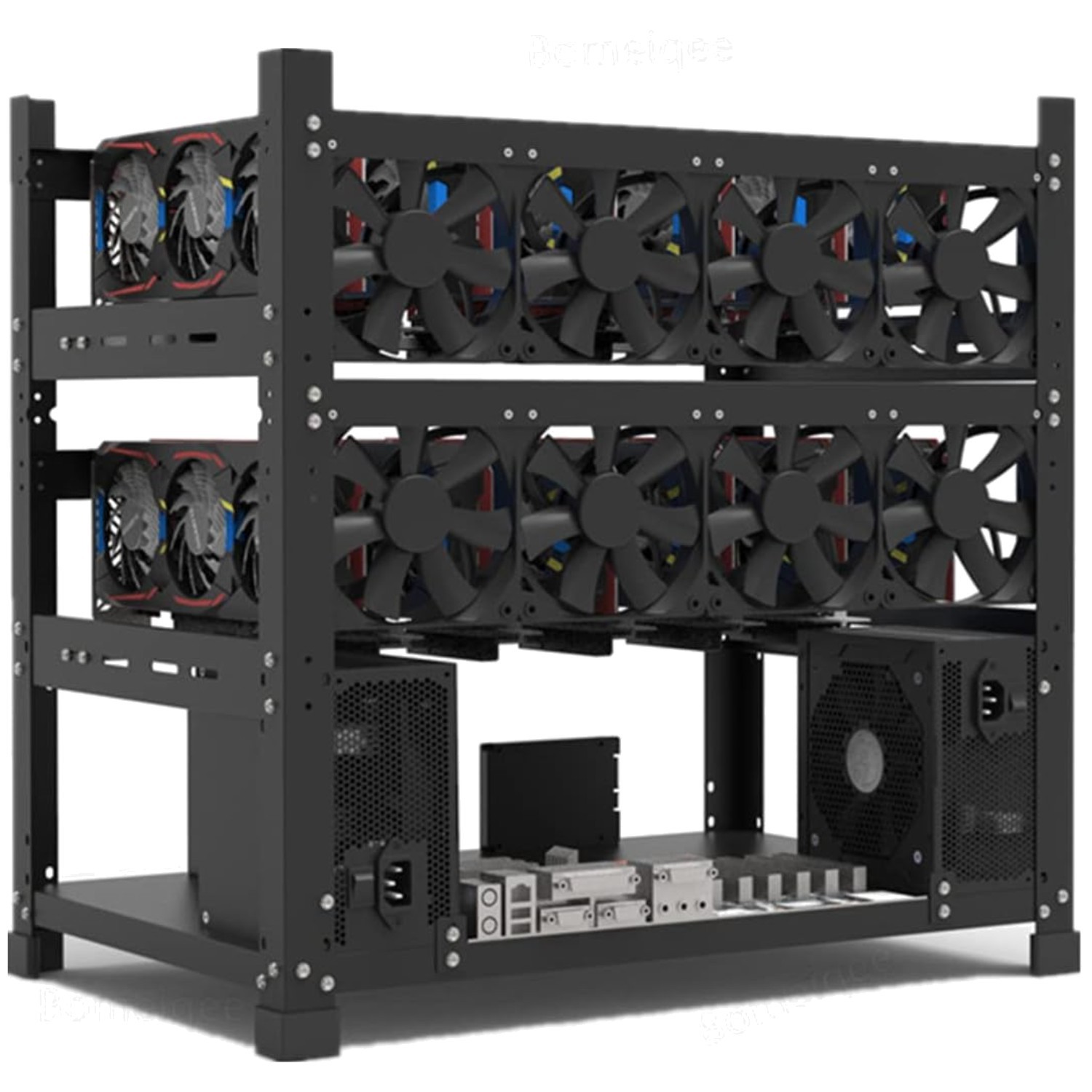 Durable Stainless Steel Mining Rig Frame - 2 ATX PSU Support\\