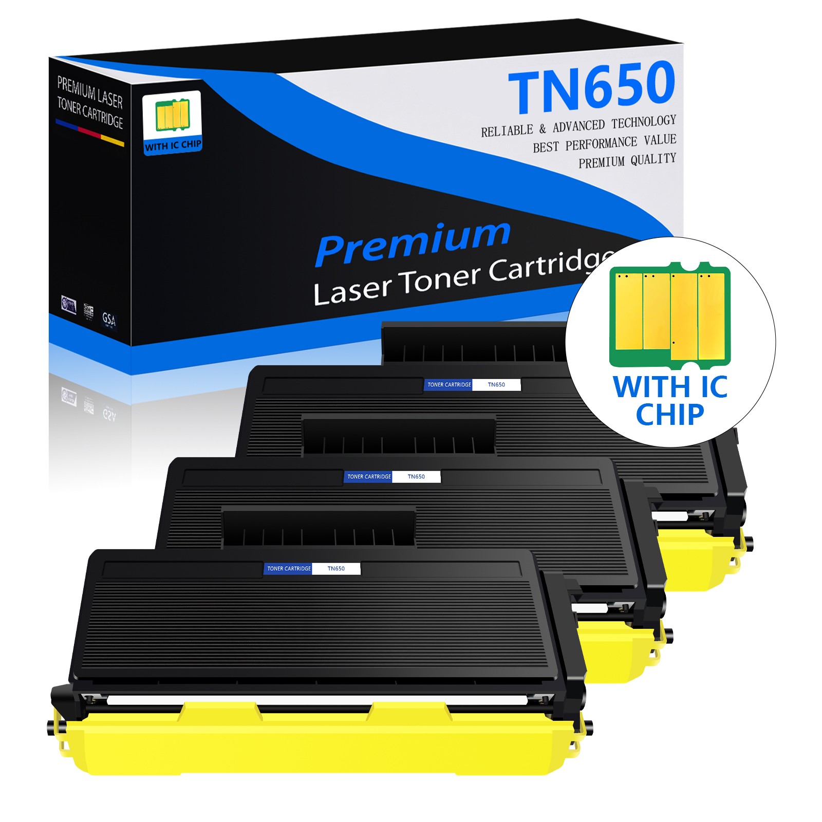 3PK TN650 Toner Cartridge Compatible For Brother DCP-8050DN DCP-8080DN 8085DN