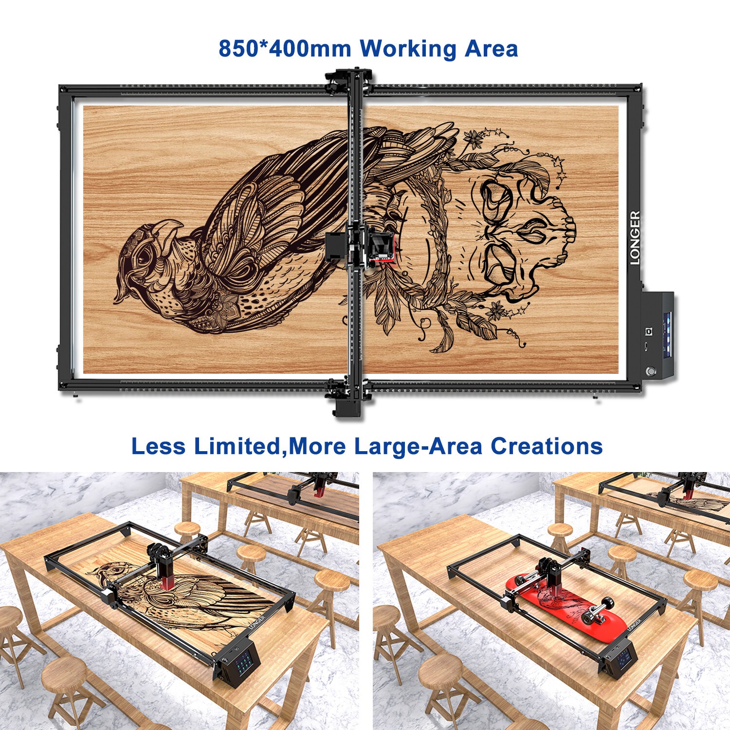 Longer RAY5/Laser B1 Laser Engraver Extension Kit 850mm Large Working Area NEW