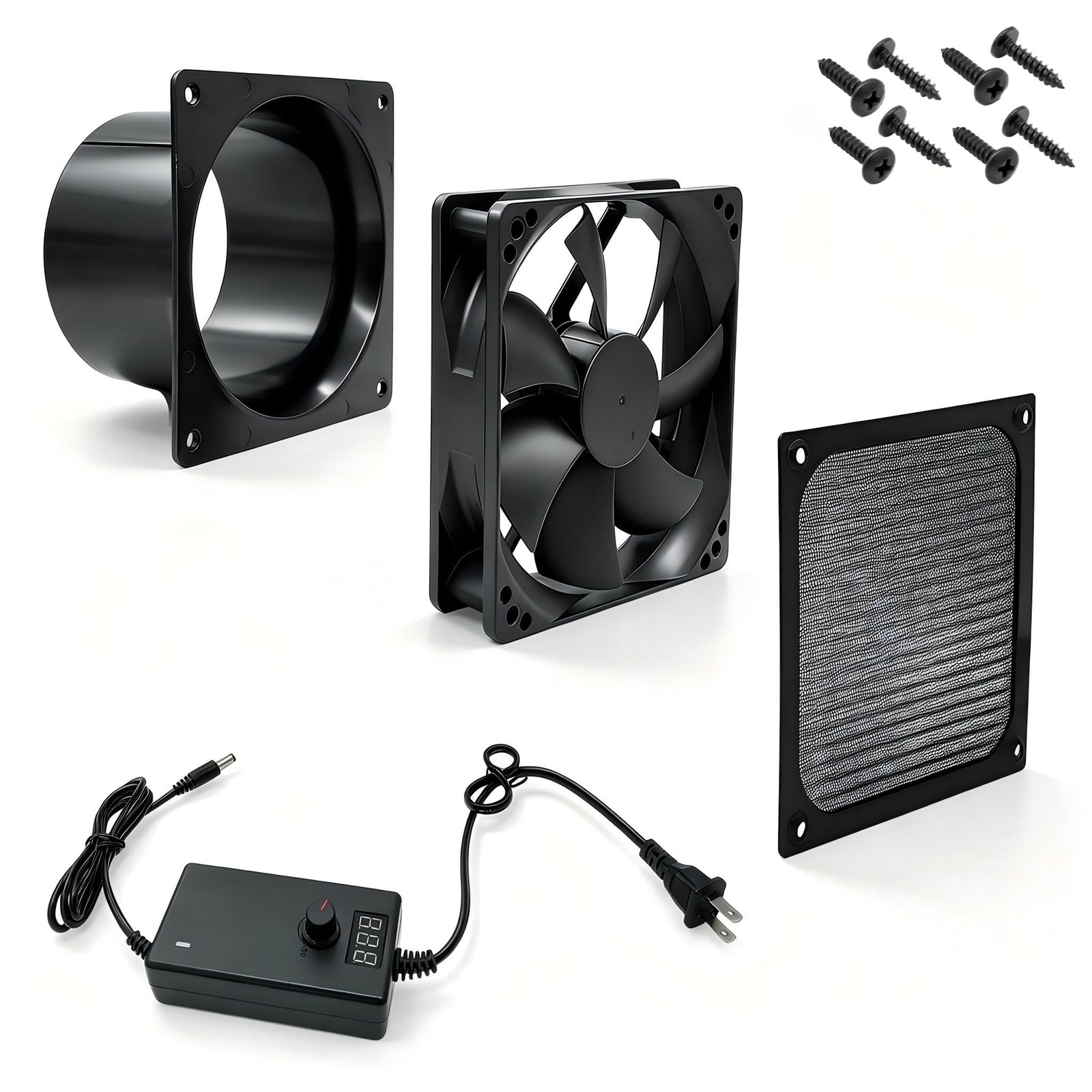 80mm Small 4 Inch Exhaust Fan with Duct, DC 12V Fan