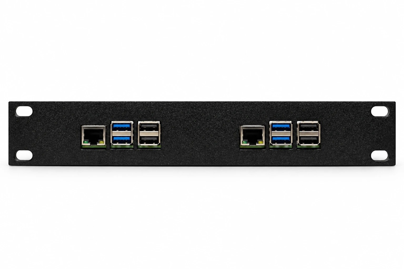 Raspberry Pi 5 Dual Pi 10-Inch 1U Rack Mount Keystone Options Black PETG