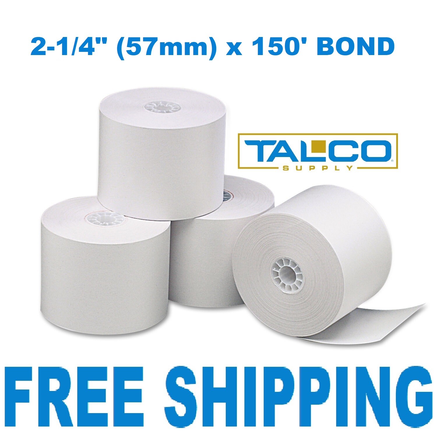 (3) CALCULATOR PLAIN PAPER (2-1/4" x 150' BOND) ROLLS ~FREE SHIPPING~