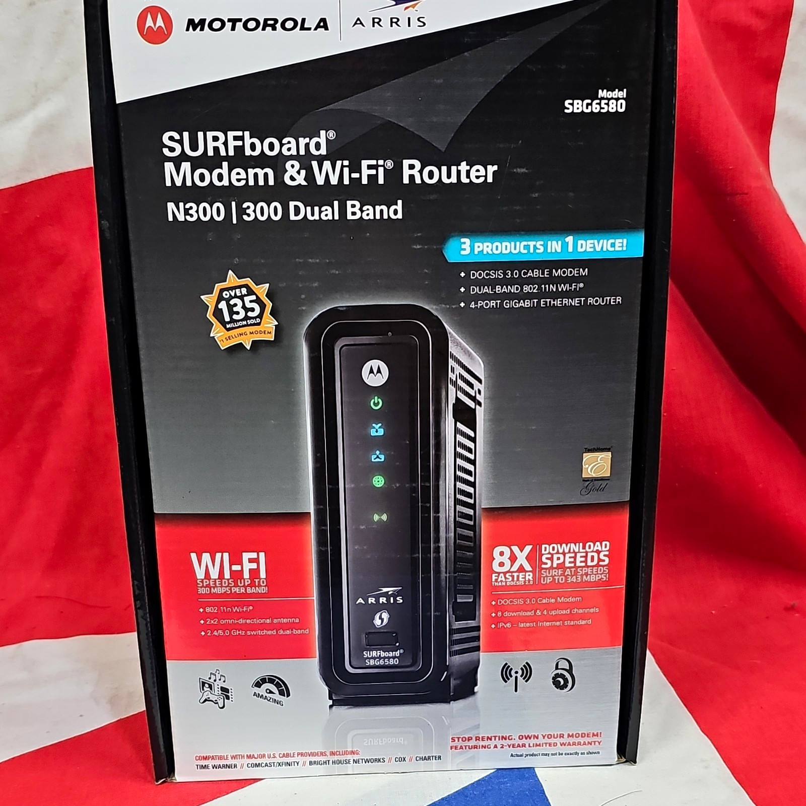 Arris SURFboard SBG6580 Wi-Fi Router & Cable Modem 2-in-1 Combo N300 4-Port