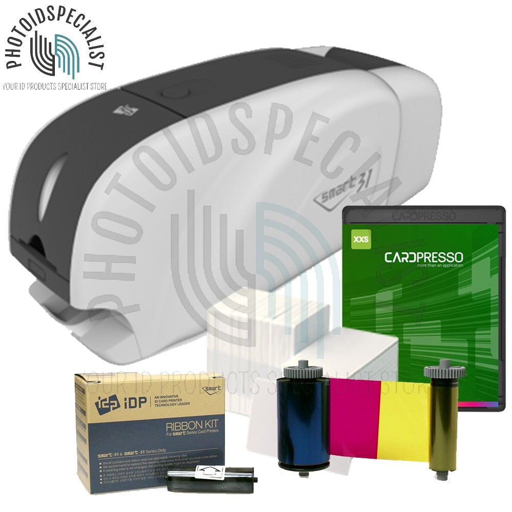 IDP Smart 31S Single Side Photo ID Card Printer Bundle