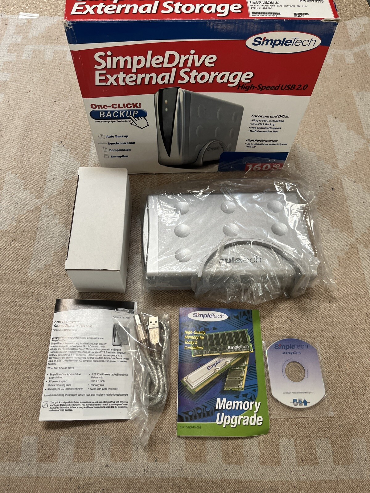 Simple Drive External Storage 160GB 7200 RPM  Brand New-Open Box