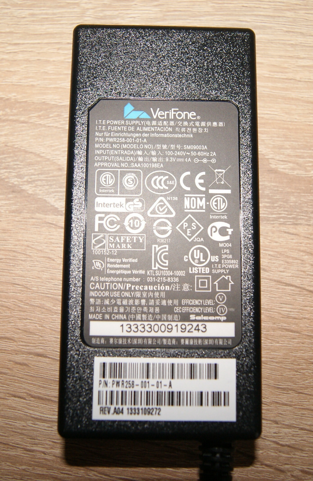 Genuine Verifone SM09003A AC/DC 100-240 Dual Power Adapter for VX Terminal