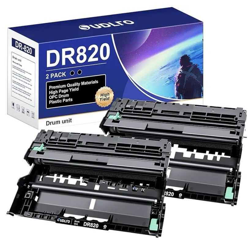 2pk Black DR820 DR-820 Drum Unit Compatible Replacement for Brother DR820 Drum U