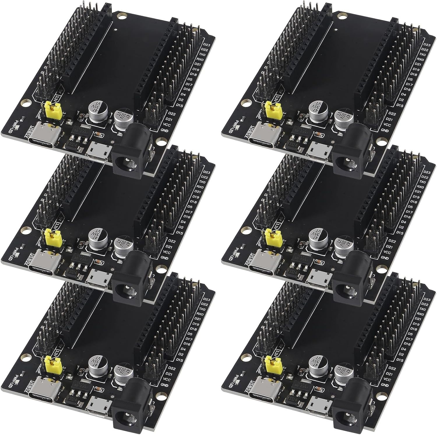 6 PCS ESP32 GPIO Breakout Board 30Pins TypeC Micro USB Dual Core