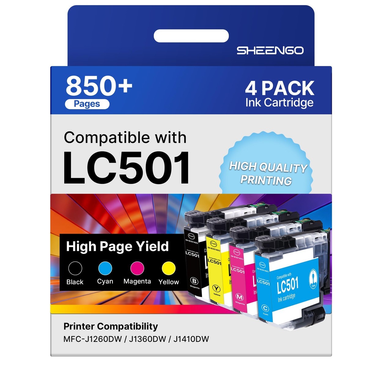 SHEENGO Ink Cartridges Compatible Brother Ink Cartridge MFC-J1360DW LC501XL