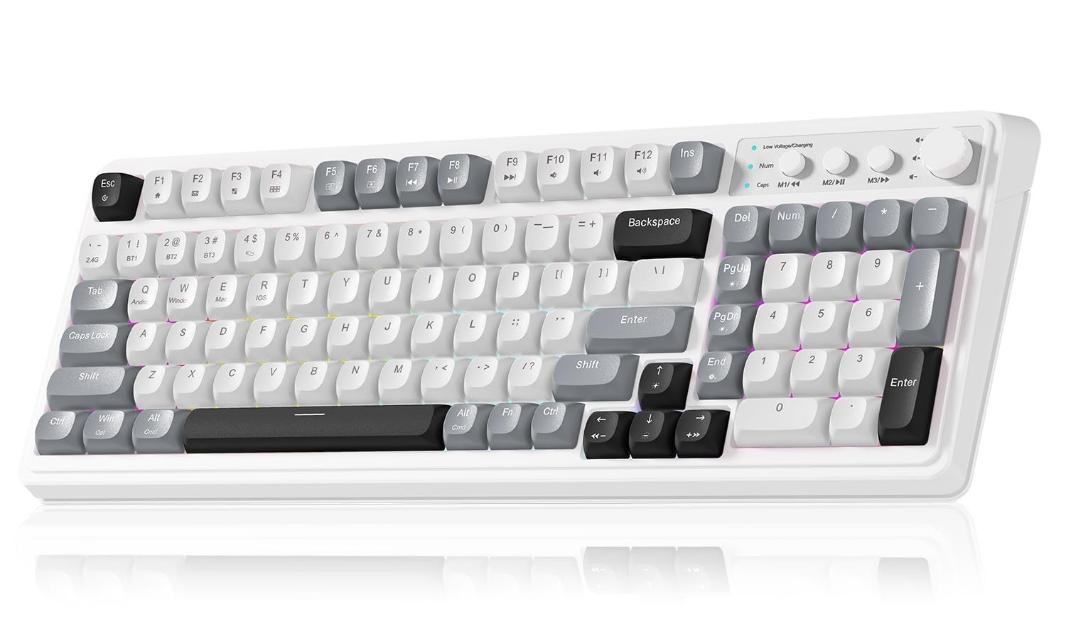 AULA 99 Key Keyboard, Wireless Gaming Keyboard with Number Pad, RGB Backlit