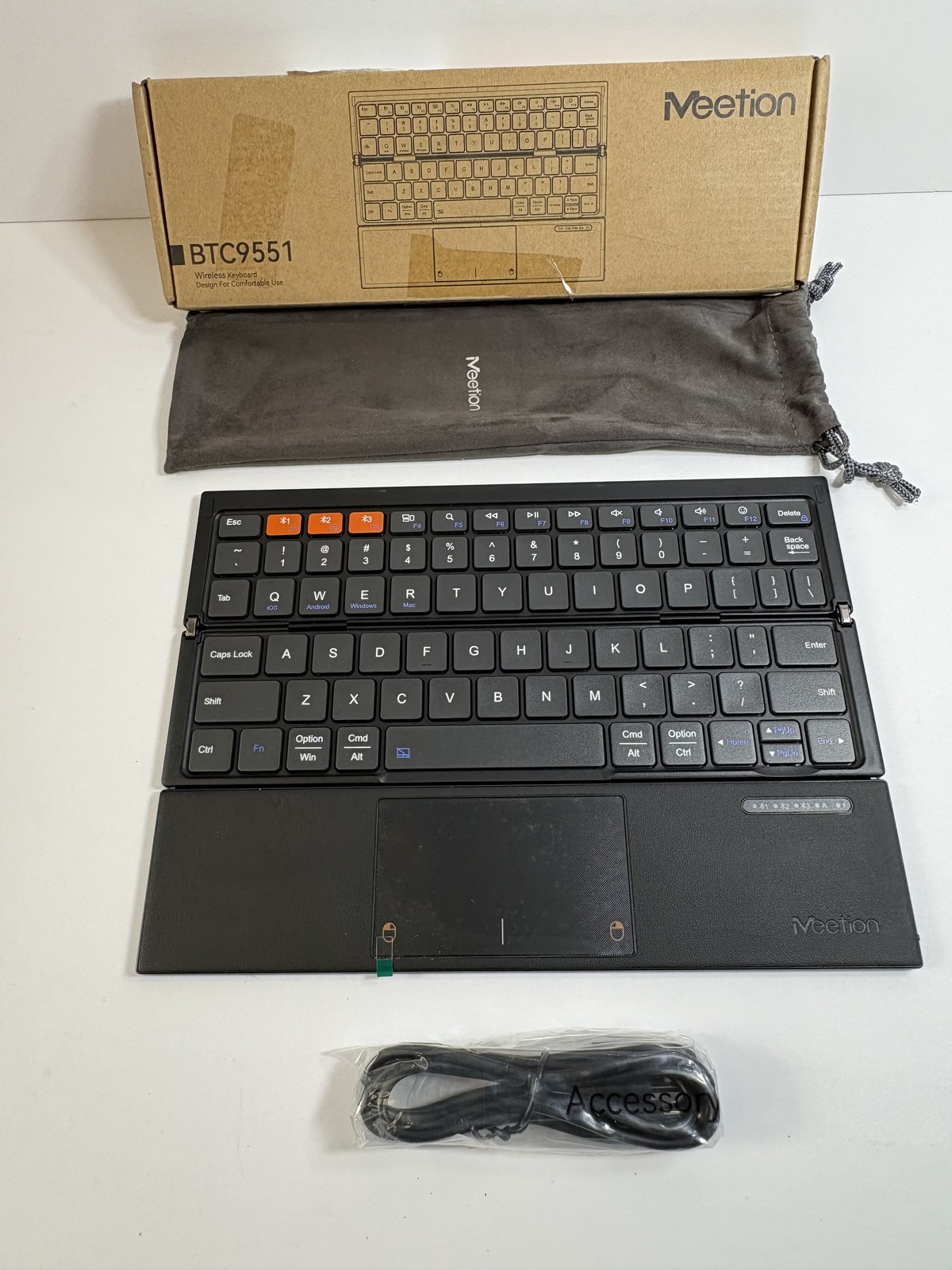 MEETION Foldable Bluetooth Keyboard With Touchpad, BTC9551 Compact, Rechargeable