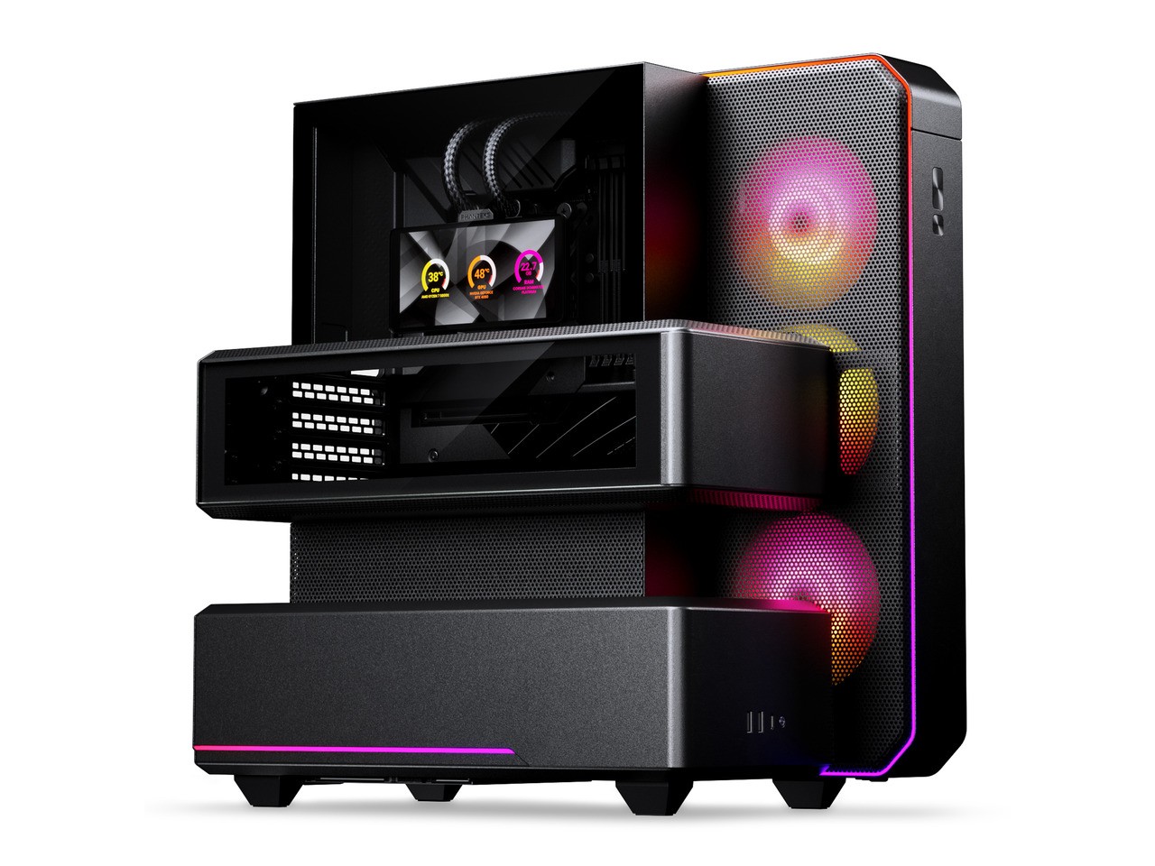 Phanteks EX5 MAX, ATX Multi-Chamber PC Case, 360 LCD AIO Included, ARGB LED