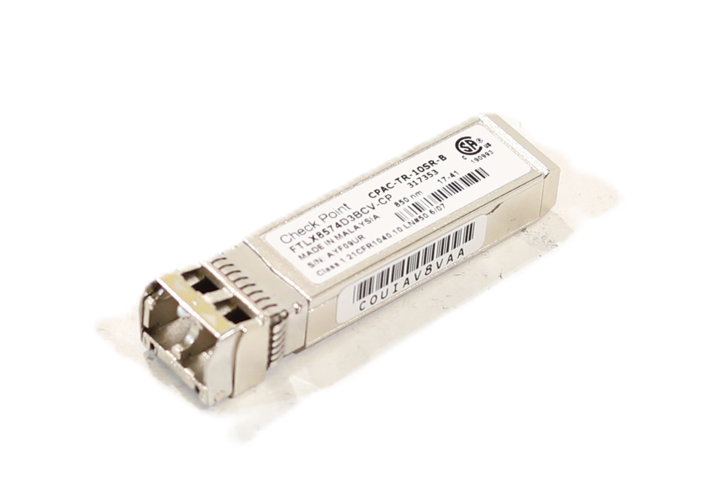 Check Point CPAC-TR-10SR-B 1/10GbE SFP+ Transceiver Module P/N: FTLX8574D3BCV-CP