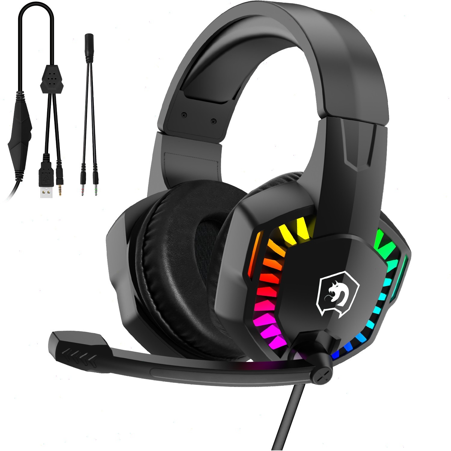 MAMBASNAKE CY907 RGB Wired Gaming Headset Over-Ear 5.1 Surround Sound For PC PS5