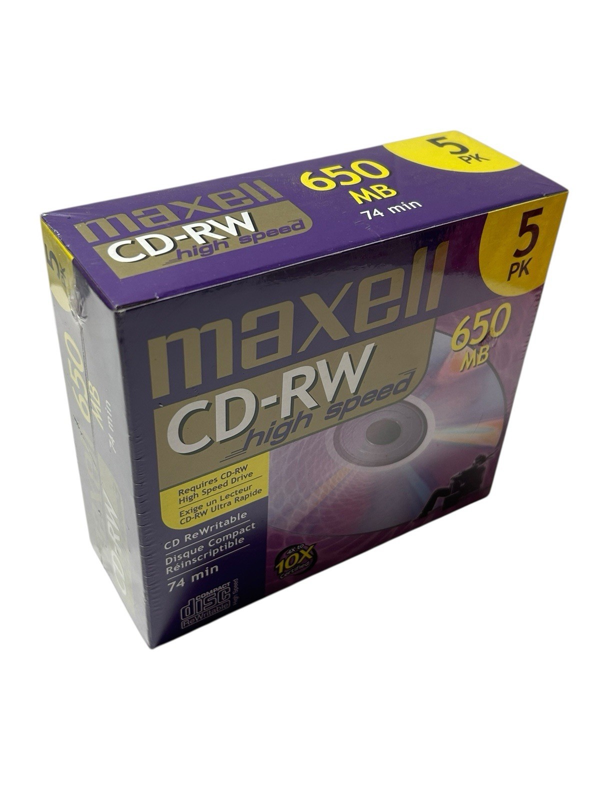 MAXELL ReWritable CD  5 Pack CD-RW High Speed New Sealed 650MB 74 Min. 