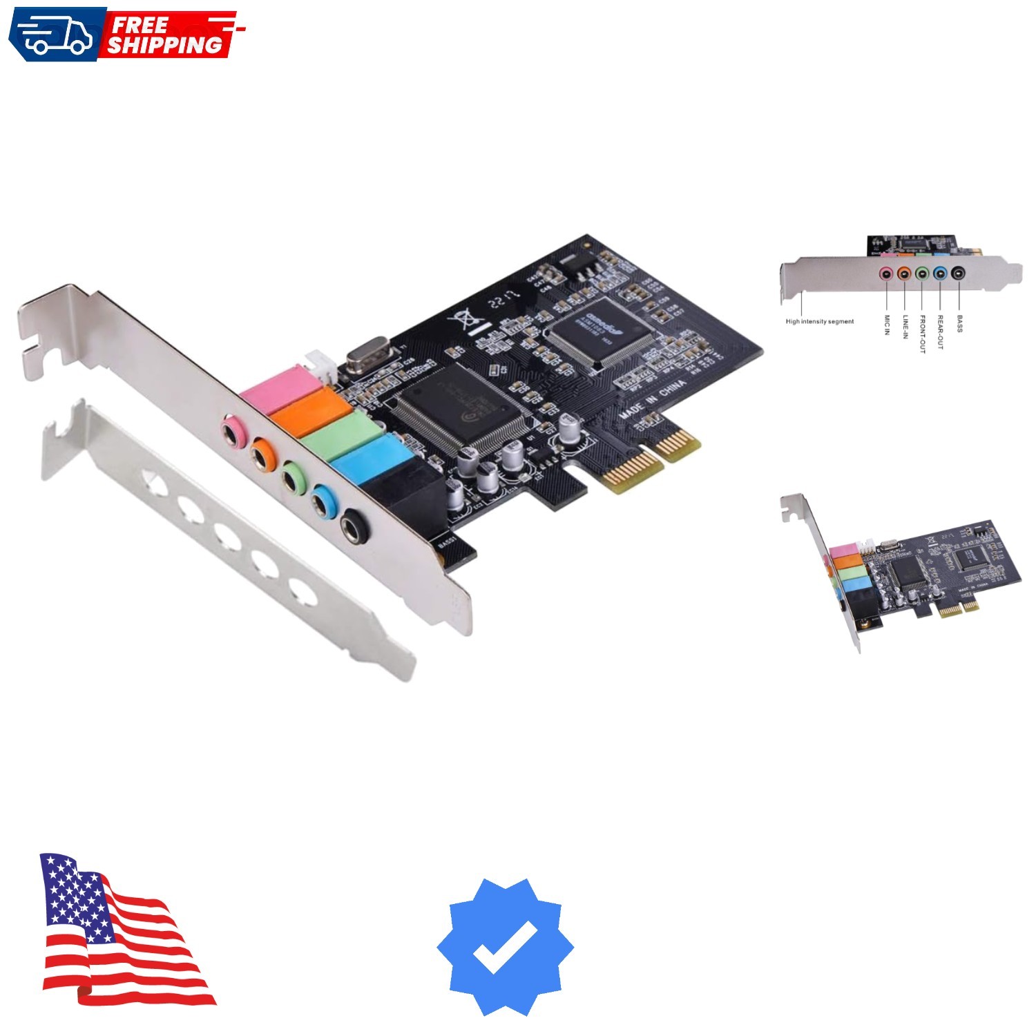 PCIe Sound Card for PC Windows,5.1 Internal Sound Card with Low Profile Brack...