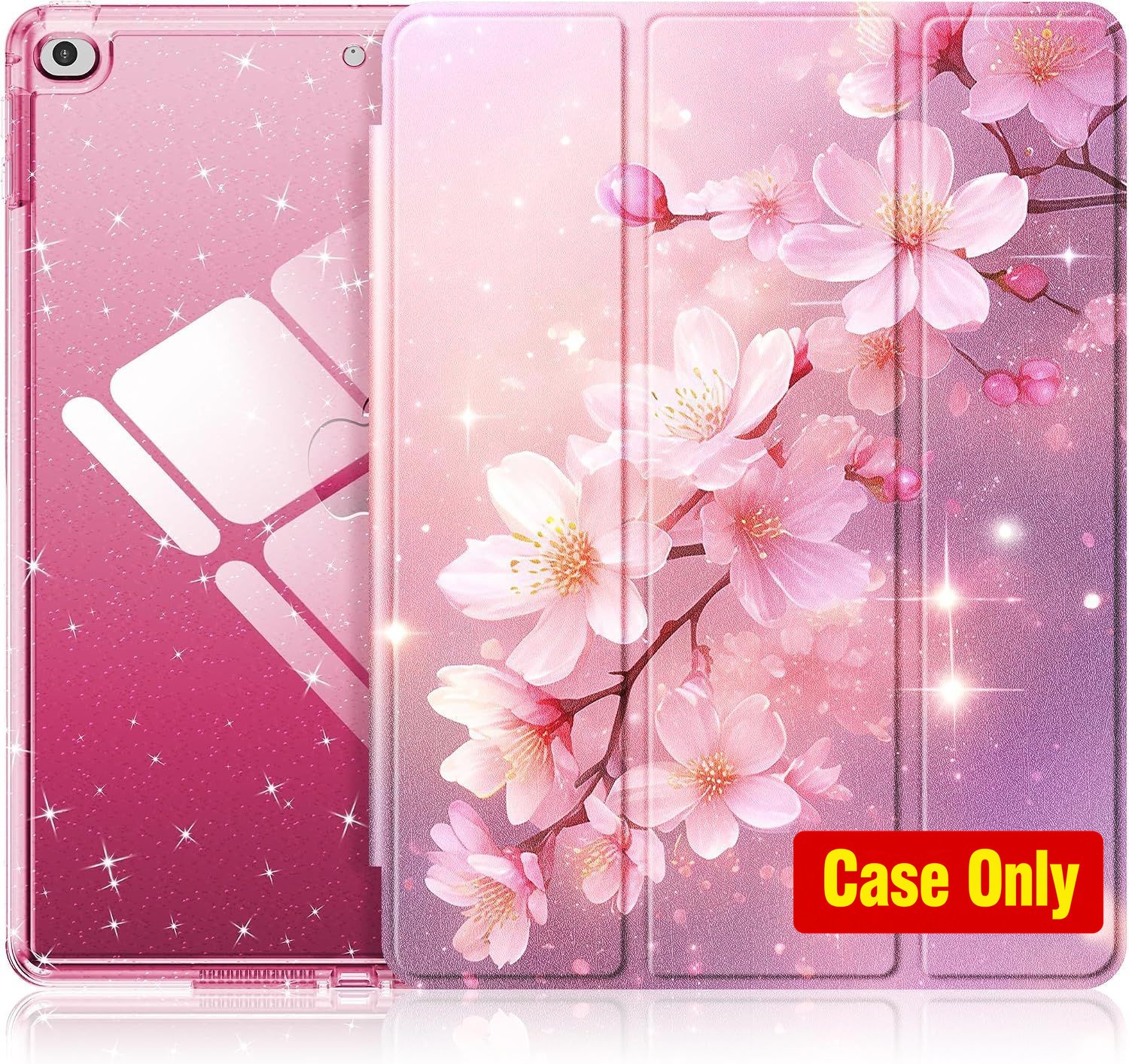 Case for iPad 6th/5th Generation 9.7 Inch, Cute Glitter Clear Cover with Pencil