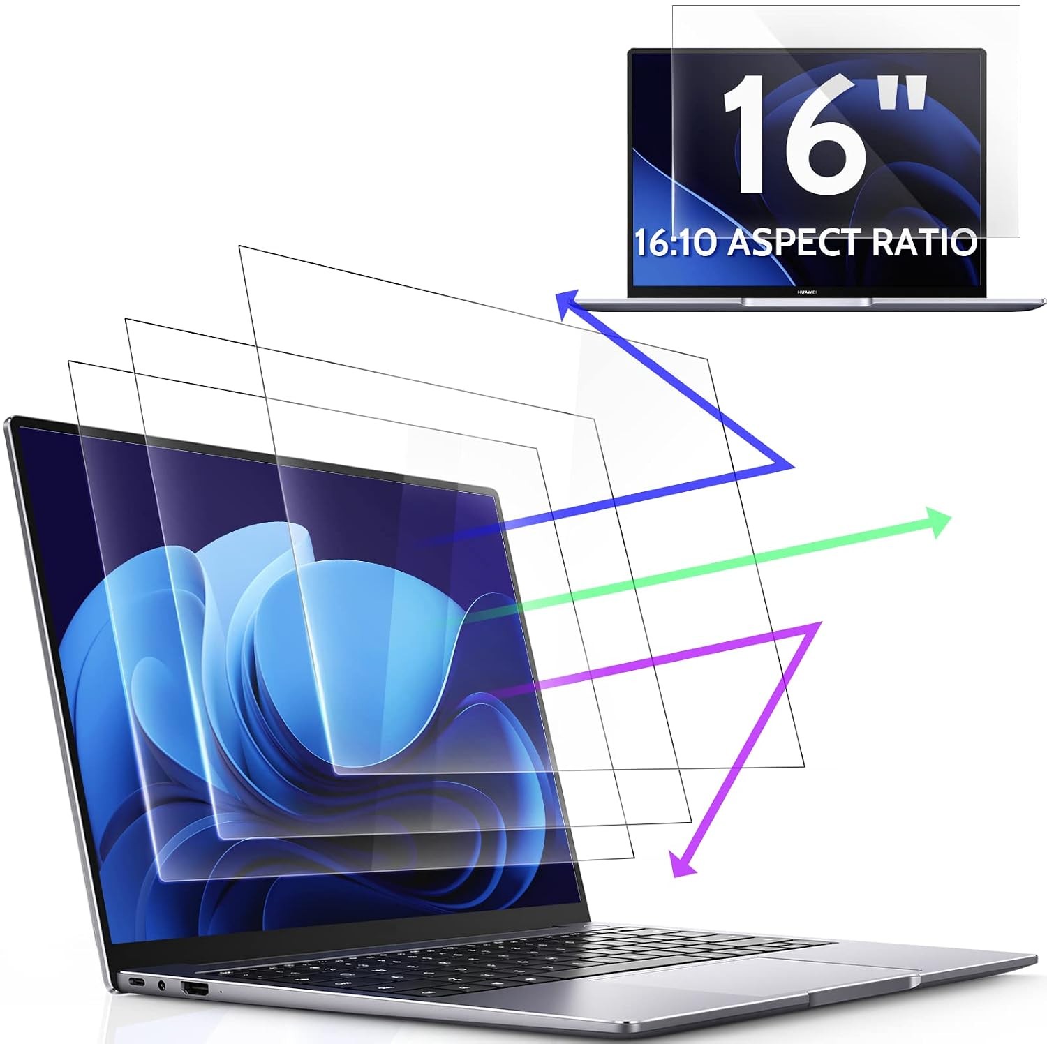 16 Inch Laptop 16:10 Anti Blue Light Screen Protector 3 Pack Film Shield Guard