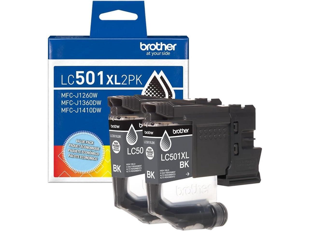 Brother Genuine LC501XL2PK Twin Pack High Yield Black Ink Cartridges