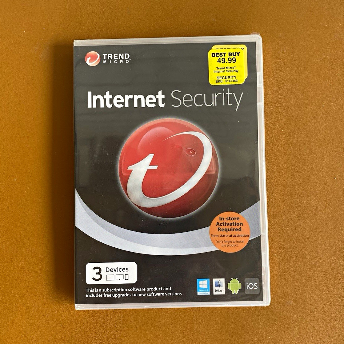 Trend Micro Internet Security 3-Device Antivirus CD/DVD Windows/Mac/Android/iOS