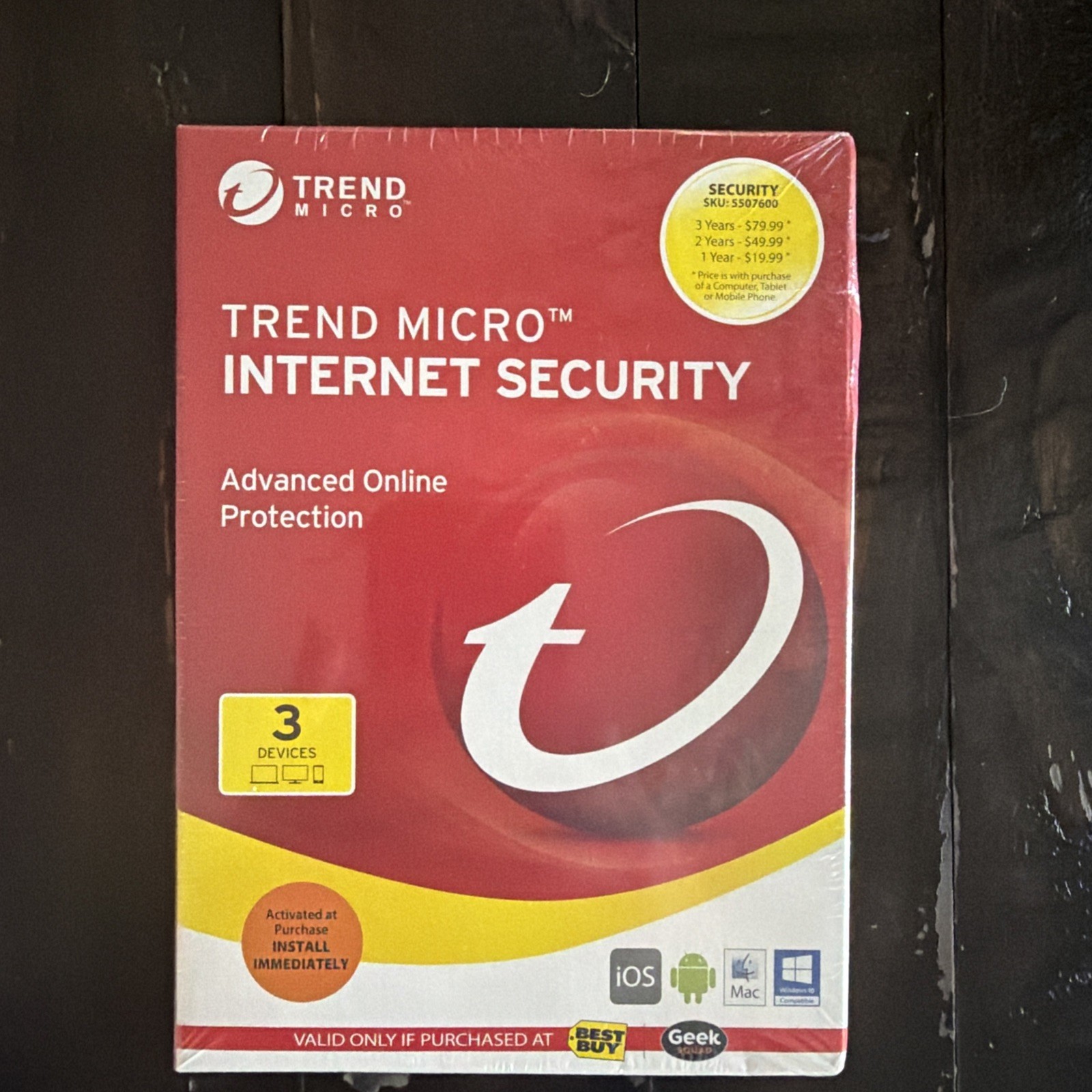Trend Micro Internet Security + Antivirus 3 Devices Brand New Sealed