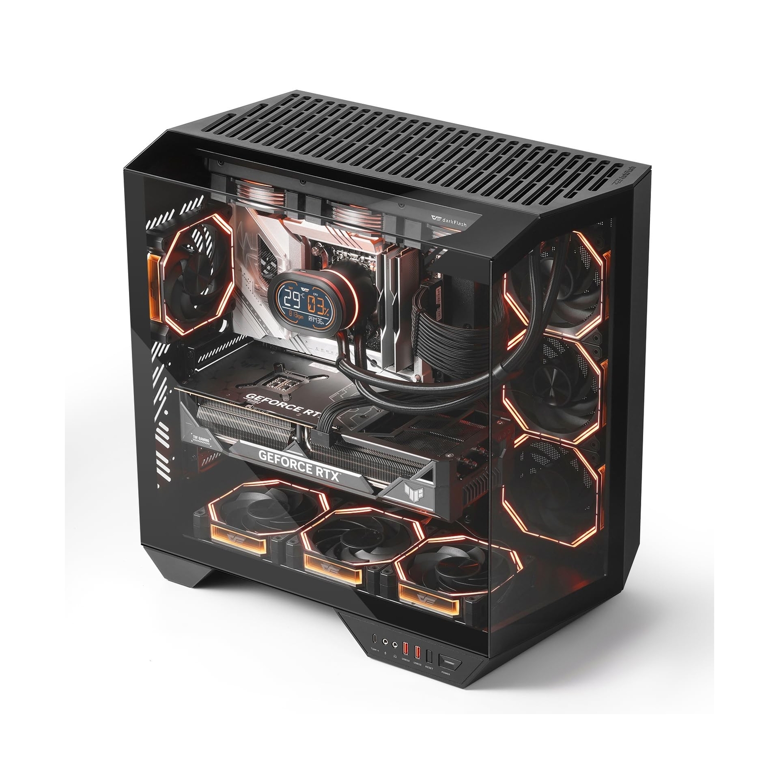darkFlash Full-Tower ATX Gaming PC Case, Back Plug-in Motherboard, Dual-Chamb...