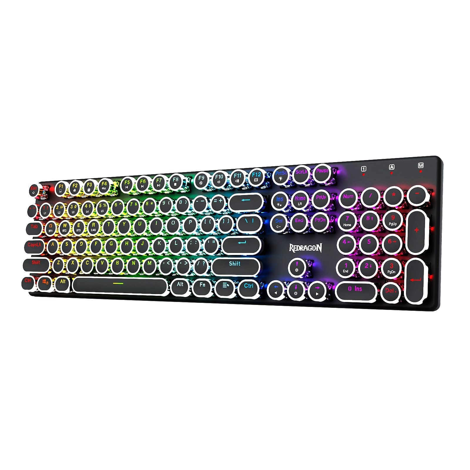 Wireless Typewriter Style Mechanical Gaming Keyboard - Retro Black Design, RGB B