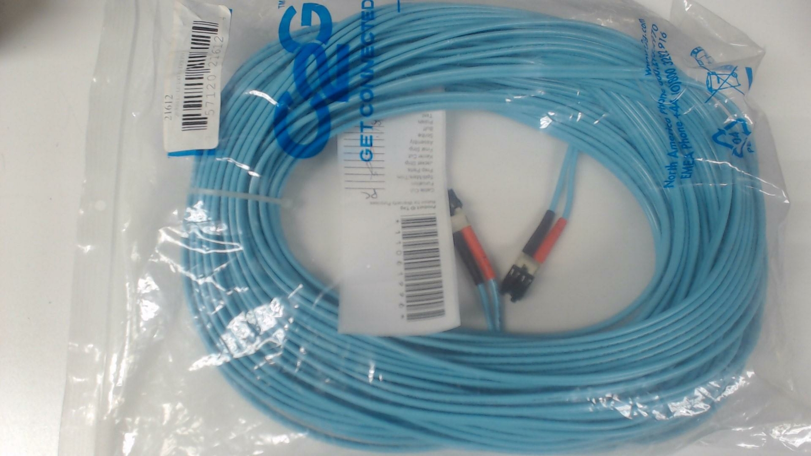 30 Meter LC LC 10G 3.0 Duplex PVC Fiber Optic Cable Aqua