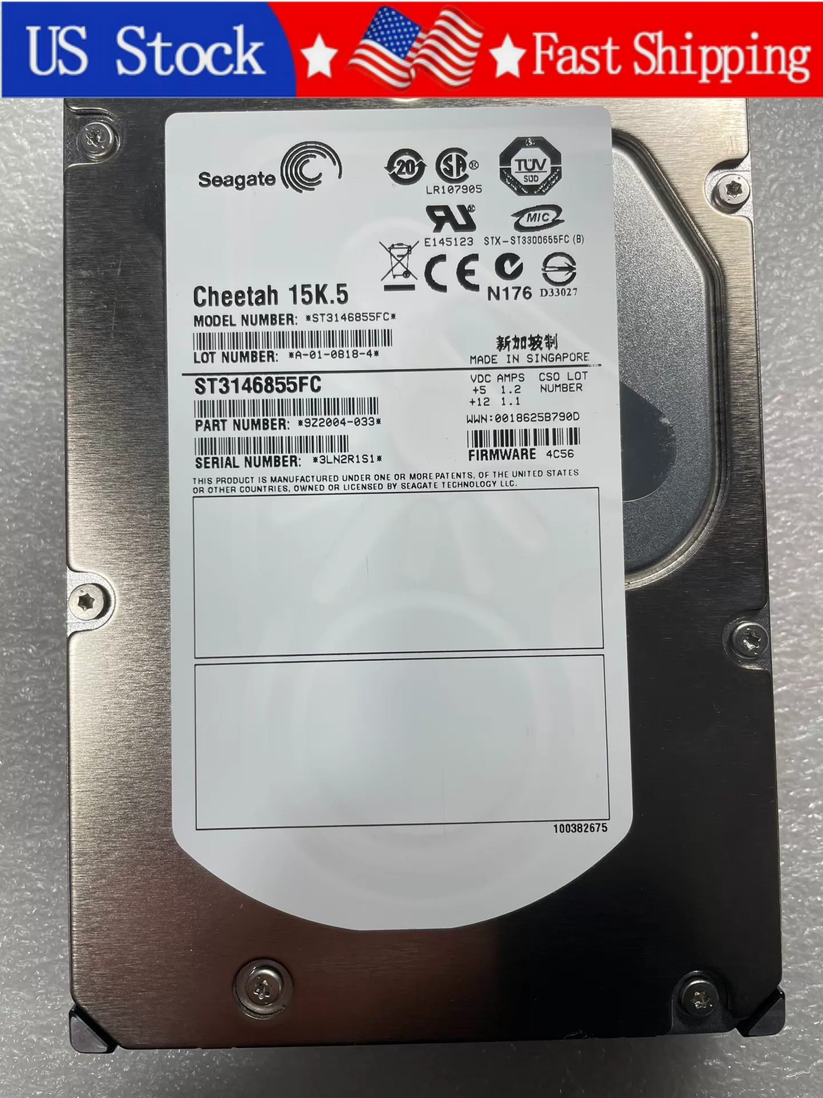 Used Seagate ST3146855FC 146G 3.5’’ 15000PRM 4Gb Fibre Channel HDD